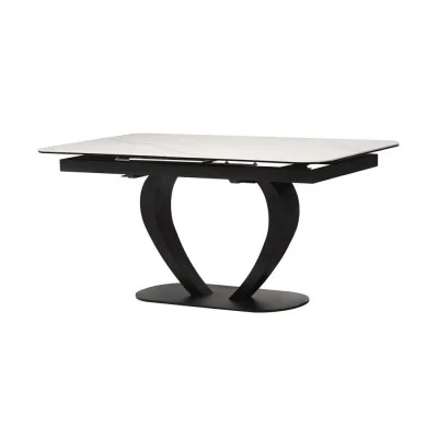 Ceramic table TML-815 white marble black